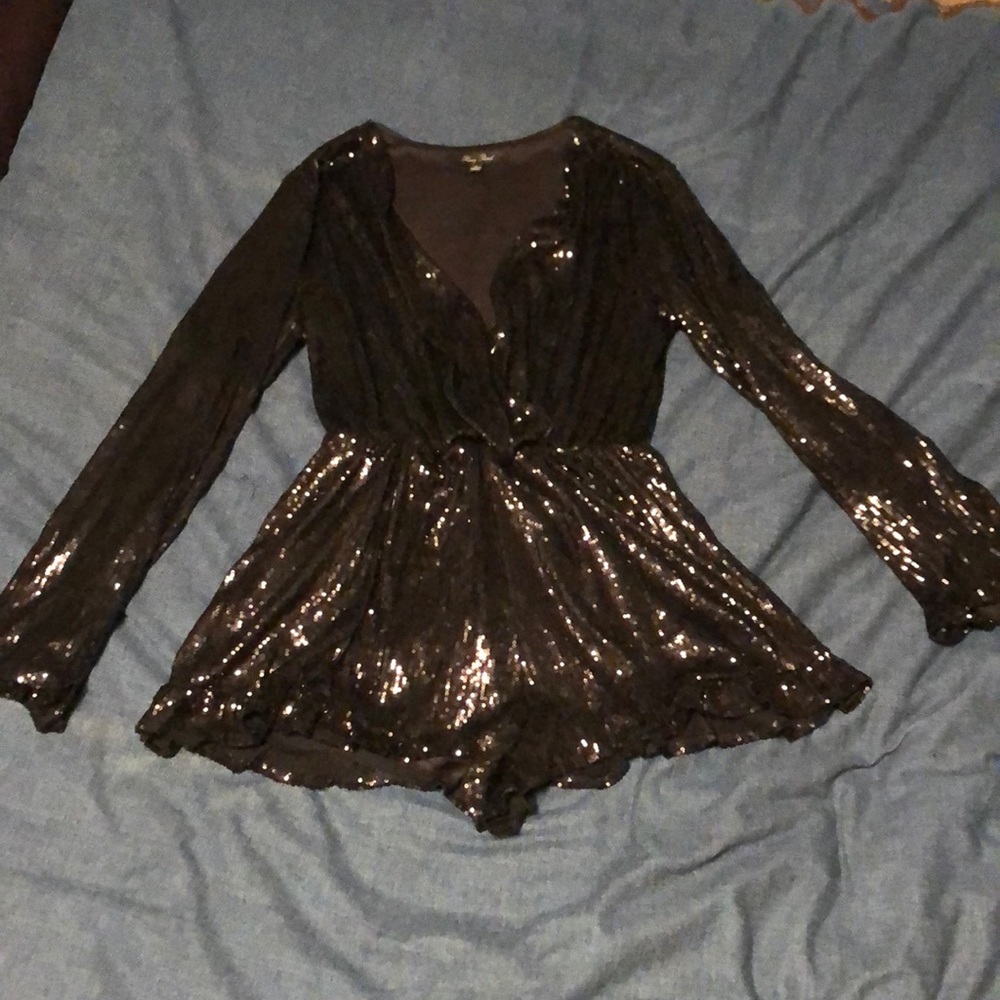 Black sequined romper